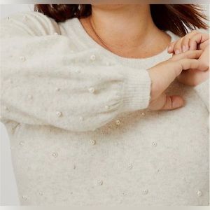 LOFT Pearlized Reach Cream Heather Soft Knit Sweater